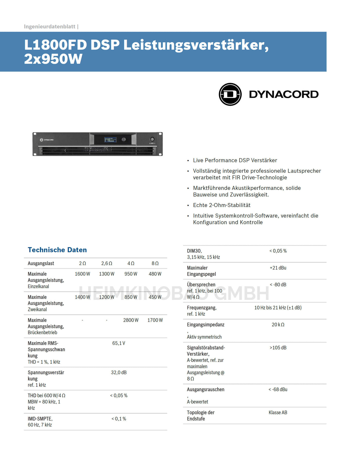 Dynacord L1800FD DSP – Heimkinobau Silent Edition