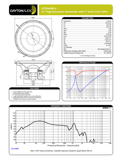 Dayton Audio 21" HTS545HE-4 Kraken mit Gehäuse