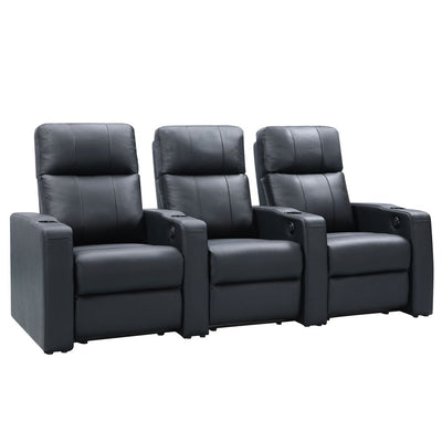 Zinea Baseline One Kinosessel – 3-Sitzer in schwarzem Leder