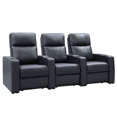 Zinea Baseline Two Kinosessel – 3-Sitzer in schwarzem Leder