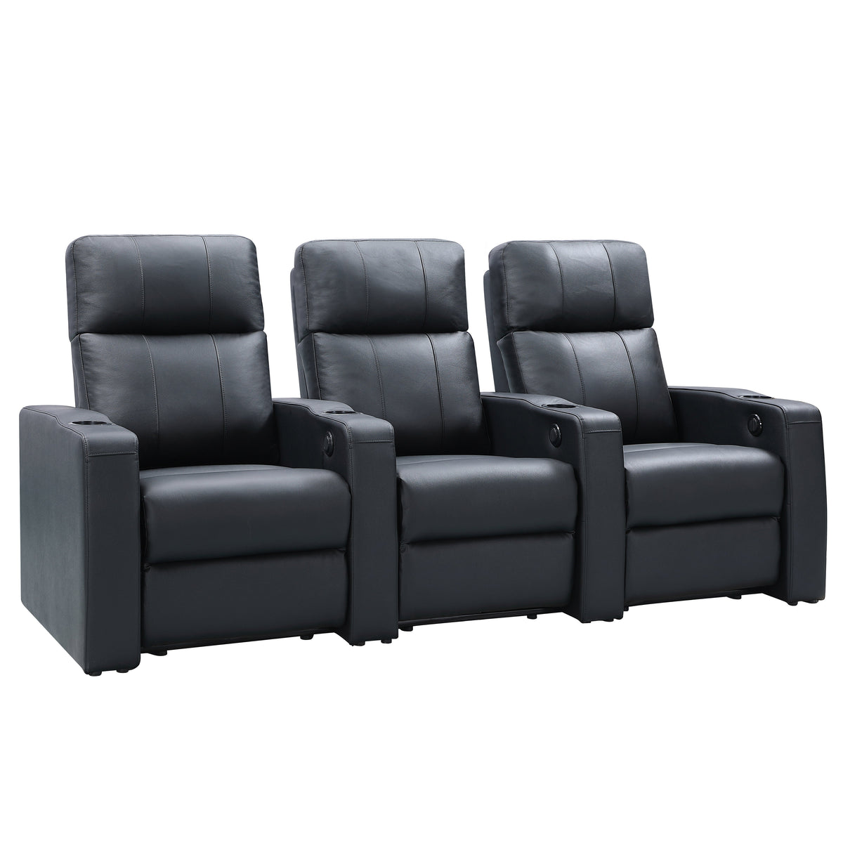 Zinea Baseline Two Kinosessel – 3-Sitzer in schwarzem Leder