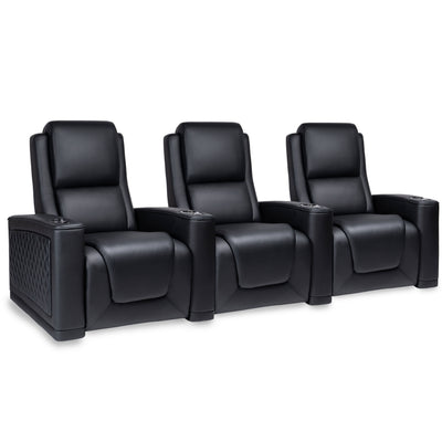 Zinea Prestige Dark Kinosessel – 3-Sitzer in schwarzem Leder