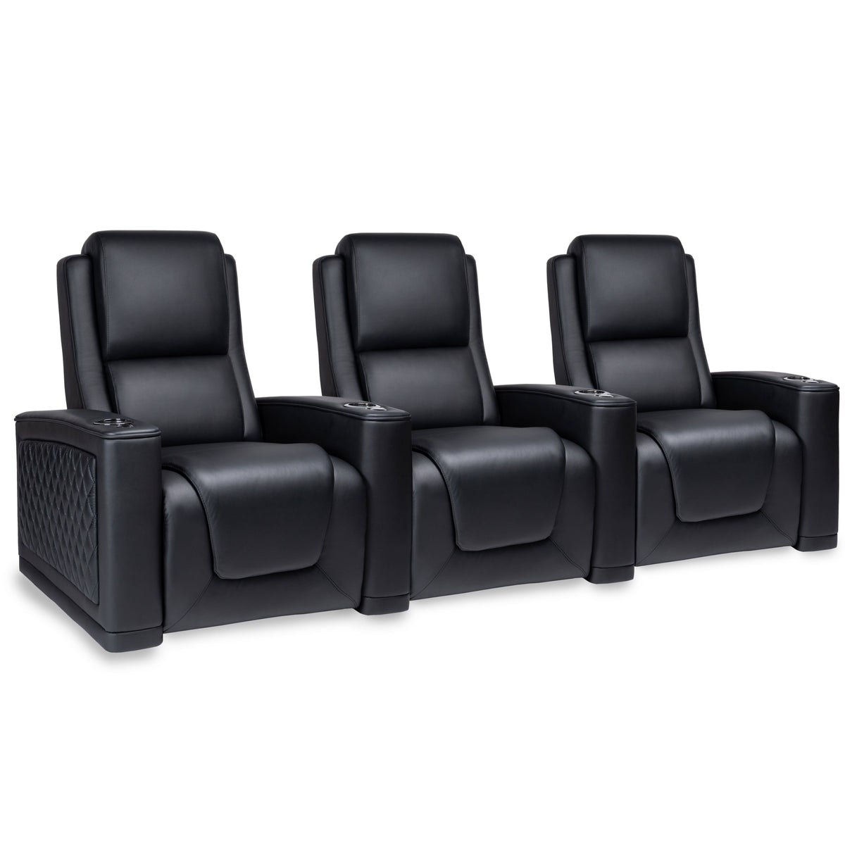 Zinea Prestige Dark Kinosessel – 3-Sitzer in schwarzem Leder