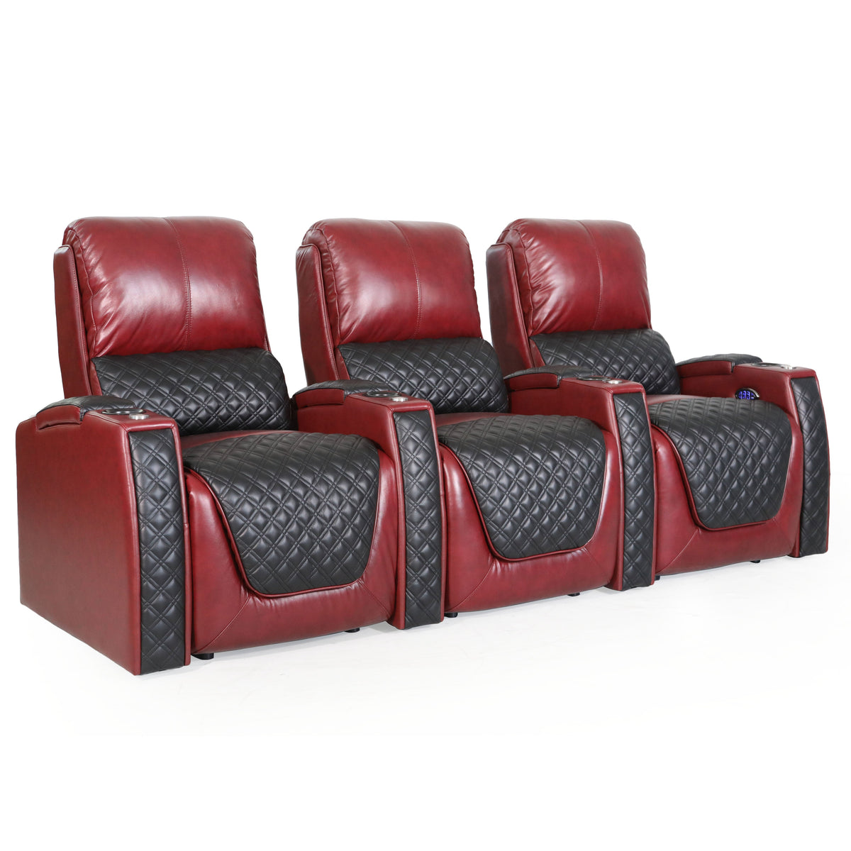 Zinea Queen two tone Kinosessel – 3-Sitzer in Dunkelrot und Schwarz