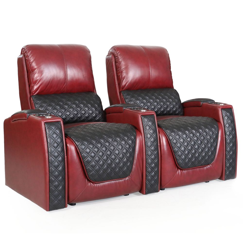 Zinea Queen two tone Kinosessel – 2-Sitzer in Dunkelrot und Schwarz