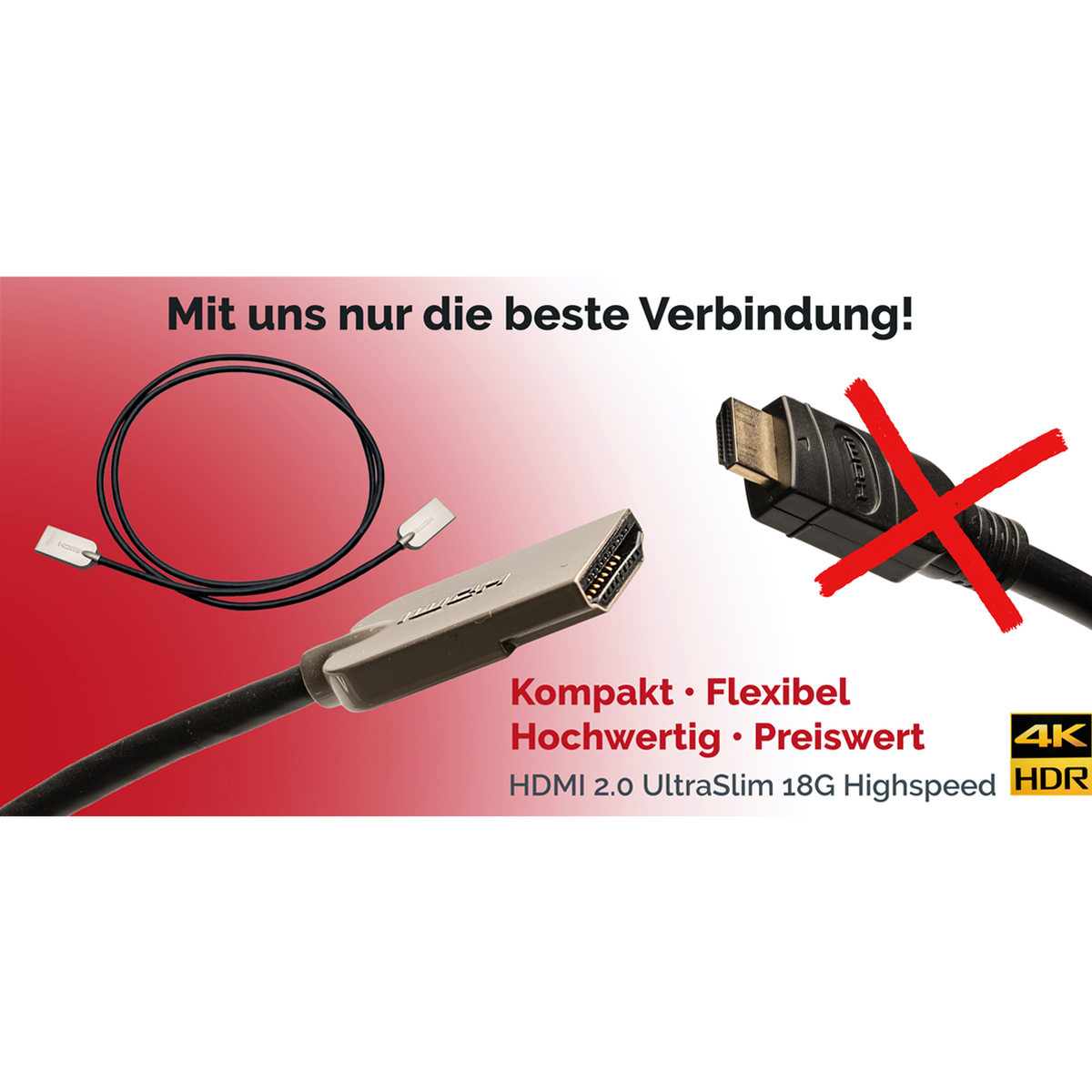 Heimkinobau Spaßkabel HDMI 2.0 UltraSlim 18G High Speed with Ethernet