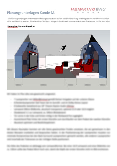 Musterplanungsunterlagen einer Akustikplanung der Heimkinobau GmbH