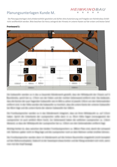 Musterplanungsunterlagen einer Akustikplanung der Heimkinobau GmbH