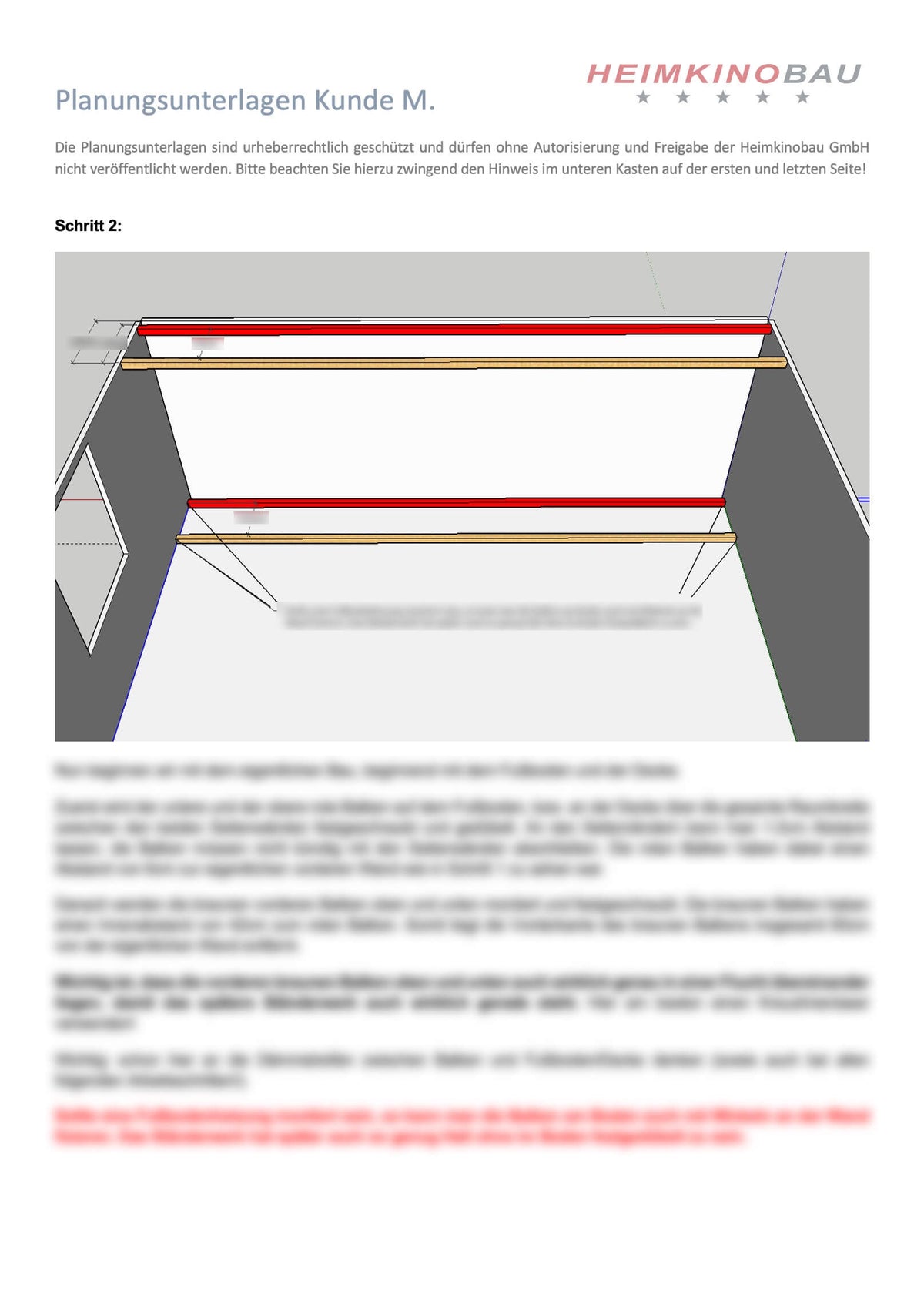 Muster eines Bauplans der Heimkinobau GmbH