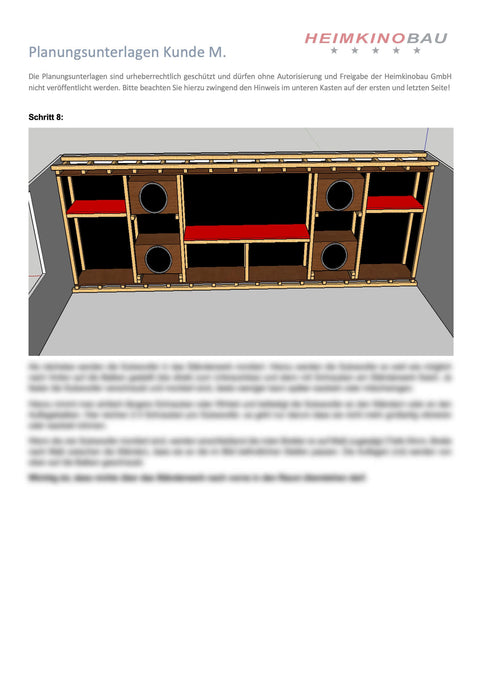 Muster eines Bauplans der Heimkinobau GmbH