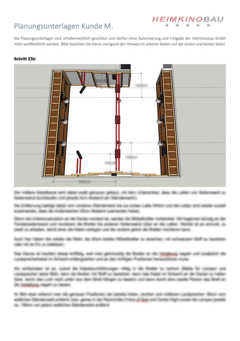 Muster eines Bauplans der Heimkinobau GmbH